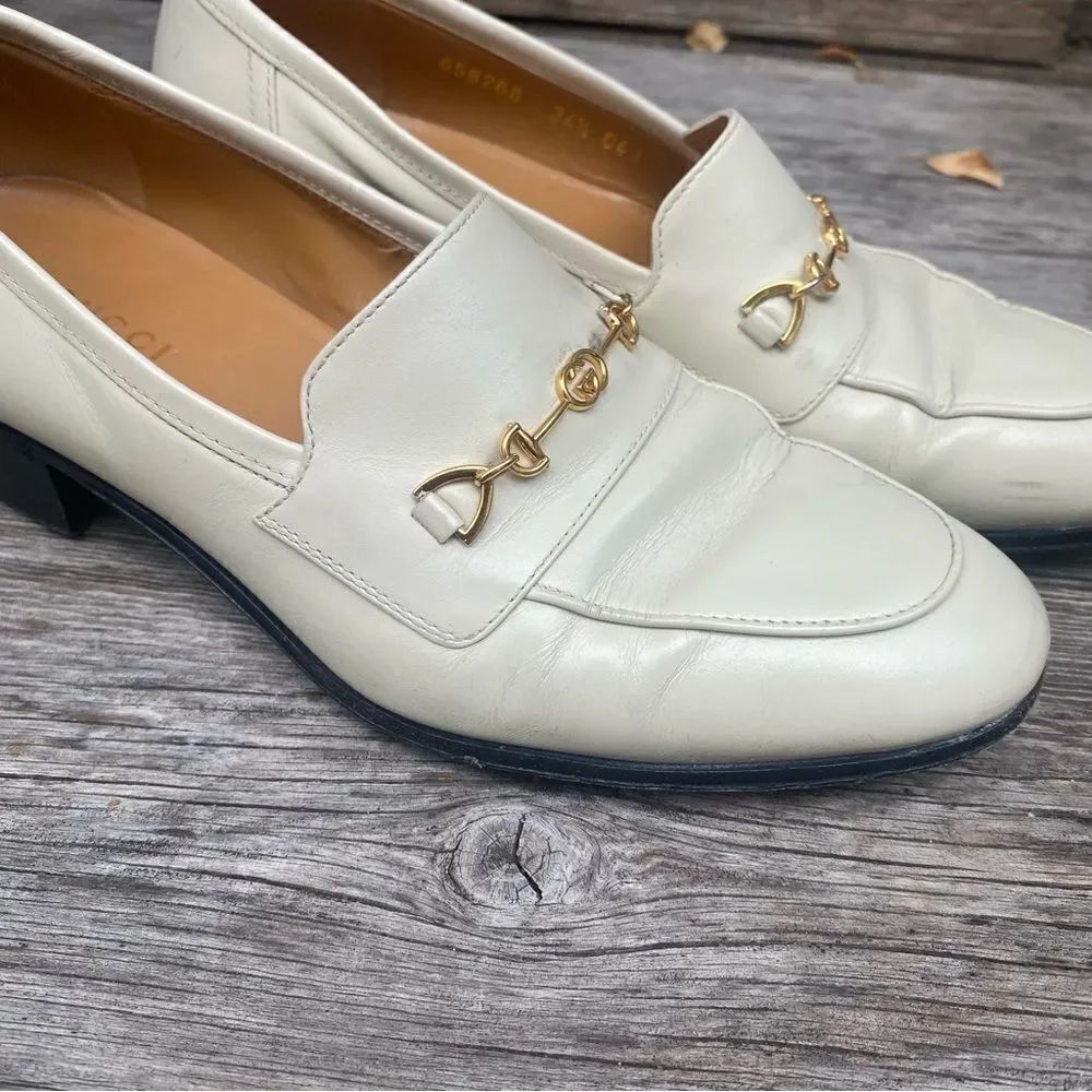 GUCCI Jakarta Calfskin Womens Interlocking G Horsebit Loafers size EU34 1/2